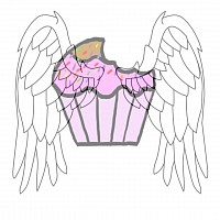 Bitten cupcake with angel wings